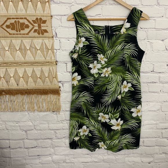 Vintage Dresses & Skirts - Vintage 90s tropical square neck dress